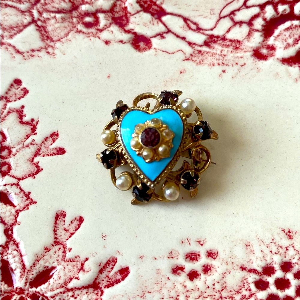 🩵Vintage🩵Heart Brooch - Picture 1 of 7